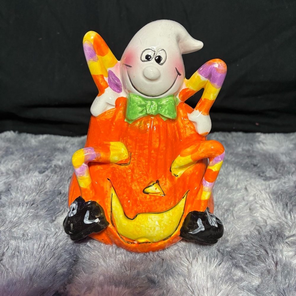 Halloween Ghost and Pumpkin Figurine